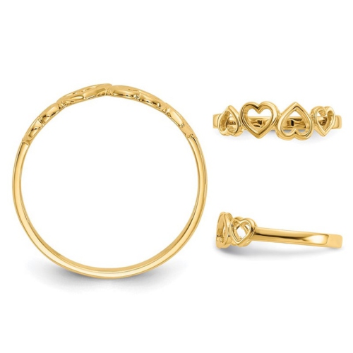 14K Yellow Gold Heart Promise Ring Band