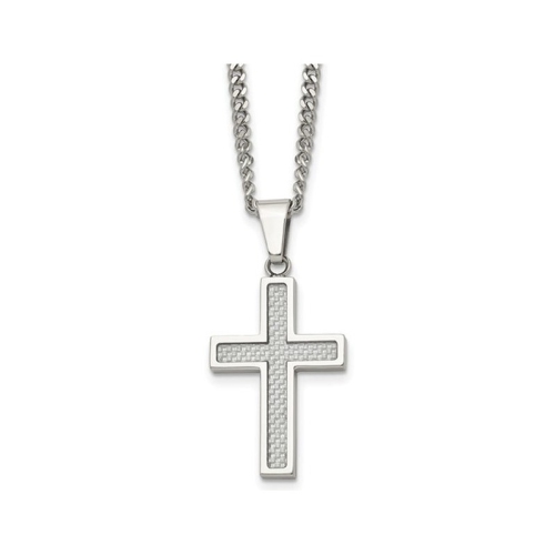 Collier pendentif croix en acier inoxydable Mens avec chaîne
