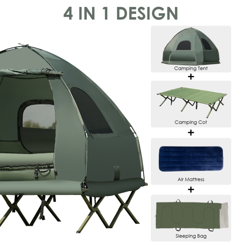 Tente de camping pliante pour 2 personnes avec sac de couchage et matelas gonflable de PatioJoy pour l’activité à l’extérieur