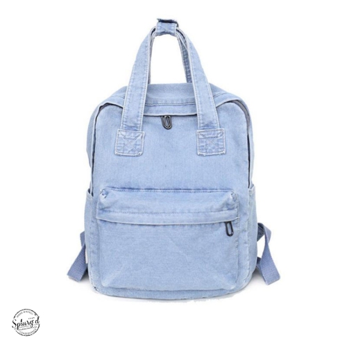 Sac à dos en denim Splid'd. Sac à dos souple pleine grandeur - Bleu délavé