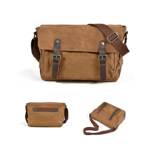 Splurg'd Canvas messenger bag. Military style vintage messenger bag. - Brown