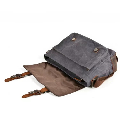 Splurg'd Canvas messenger bag. Military style vintage messenger bag. - Grey