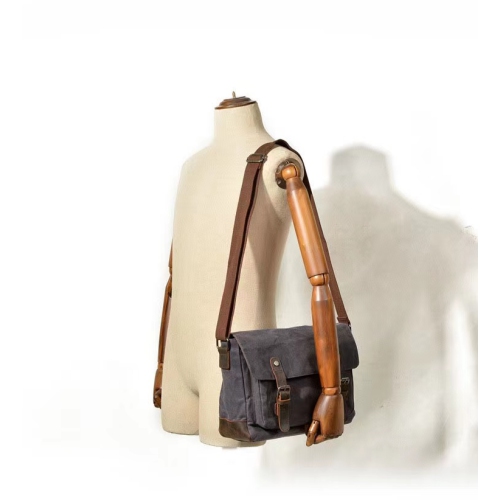 Splurg'd Canvas messenger bag. Military style vintage messenger bag. - Grey