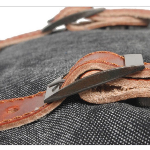 Canvas messenger bag with embroidered flap