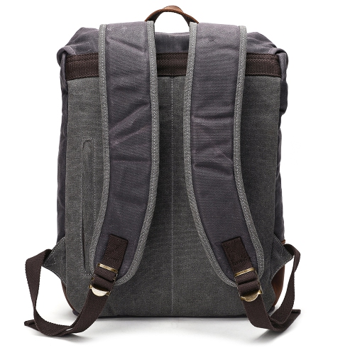 Splurg'd Backpack. Canvas & Leather backpack, large capacity - Black