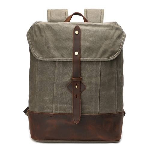 Splurg'd Backpack. Canvas & Leather backpack, large capacity - Black