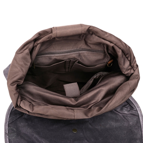 Splurg'd Backpack. Canvas & Leather backpack, large capacity - Green