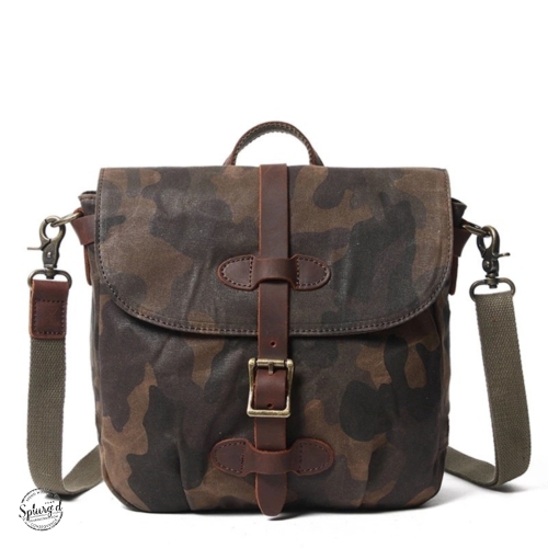 Splurg'd Small Messenger bag. Canvas Camouflage crossbody shoulder tablet bag - Green