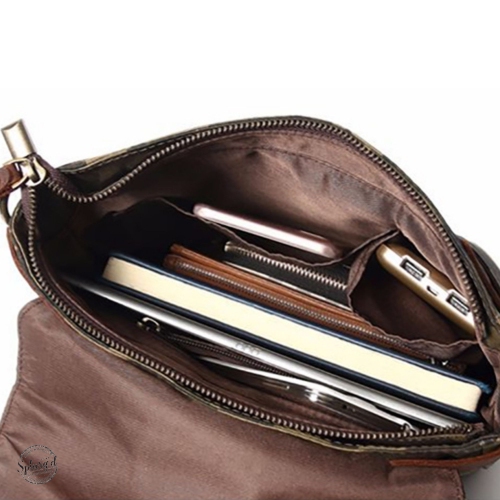 Splurg'd Small Messenger bag. Canvas Camouflage crossbody shoulder tablet bag - Black