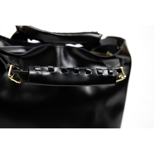 Splurg'd Leather tote bag with long strap and carry handle - Black