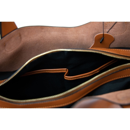 Splurg'd Leather tote bag with long strap and carry handle - Brown