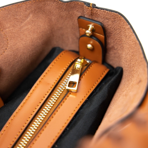 Splurg'd Leather tote bag with long strap and carry handle - Brown