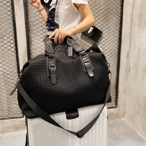 SPLURG'D  Travel Duffle Bag. Vinyl Mesh Duffle Bag With Top Handle And Cross Body Strap - In Black