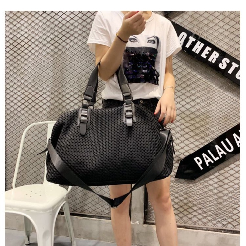 Splurg'd Travel duffle bag. Vinyl mesh duffle bag with top handle and cross body strap - Black