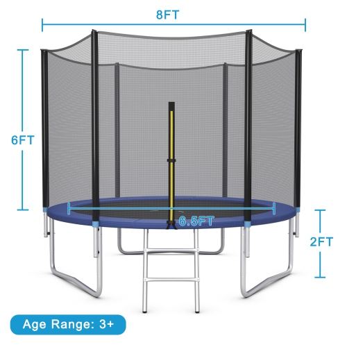Gymax 8 FT Outdoor Trampoline Bounce Combo W/Safety Closure Net Ladder