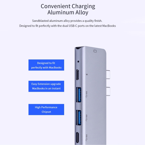 USB-C HUB Multifunction Adapter for Apple Macbook Pro, MacBook Air with 7 Ports compatible with Thunderbolt 3