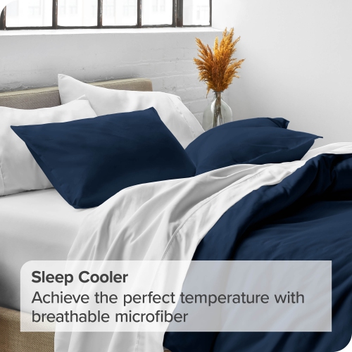 Bare Home Premium 1800 Ultra-Soft Microfiber Pillow Sham - Double Brushed - Hypoallergenic - Wrinkle Resistant - King, Dark Blue