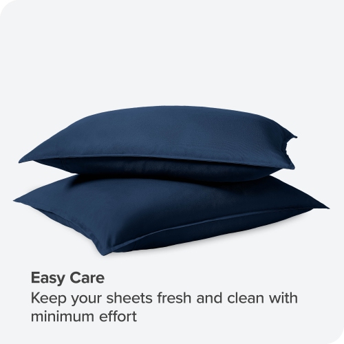 Bare Home Premium 1800 Ultra-Soft Microfiber Pillow Sham - Double Brushed - Hypoallergenic - Wrinkle Resistant - King, Dark Blue