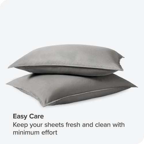 Bare Home Premium 1800 Ultra-Soft Microfiber Pillow Sham - Double Brushed - Hypoallergenic - Wrinkle Resistant - Standard, Light Grey