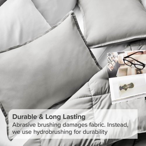 Bare Home Premium 1800 Ultra-Soft Microfiber Pillow Sham - Double Brushed - Hypoallergenic - Wrinkle Resistant - Standard, Light Grey