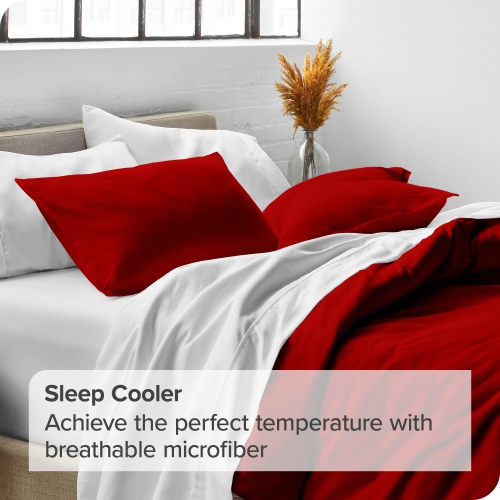 Bare Home Premium 1800 Ultra-Soft Microfiber Pillow Sham - Double Brushed - Hypoallergenic - Wrinkle Resistant - Standard, Red