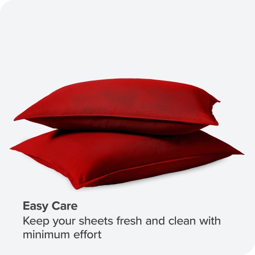 Bare Home Premium 1800 Ultra-Soft Microfiber Pillow Sham - Double Brushed - Hypoallergenic - Wrinkle Resistant - Standard, Red
