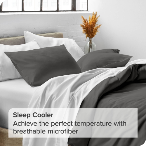 Bare Home Premium 1800 Ultra-Soft Microfiber Pillow Sham - Double Brushed - Hypoallergenic - Wrinkle Resistant - Standard, Grey