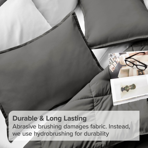 Bare Home Premium 1800 Ultra-Soft Microfiber Pillow Sham - Double Brushed - Hypoallergenic - Wrinkle Resistant - Standard, Grey