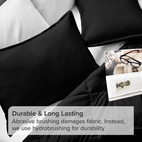 Bare Home Premium 1800 Ultra-Soft Microfiber Pillow Sham - Double Brushed - Hypoallergenic - Wrinkle Resistant - King, Black