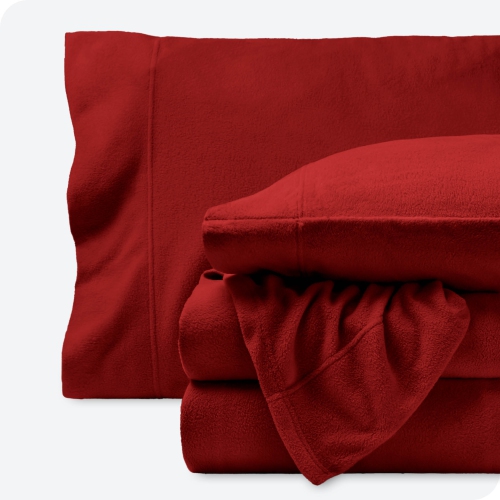 Bare Home Fleece Sheet Set - Plush Polar Fleece, Pill-Resistant Bed Sheets - All Season Warmth, Breathable & Hypoallergenic - Queen, Red