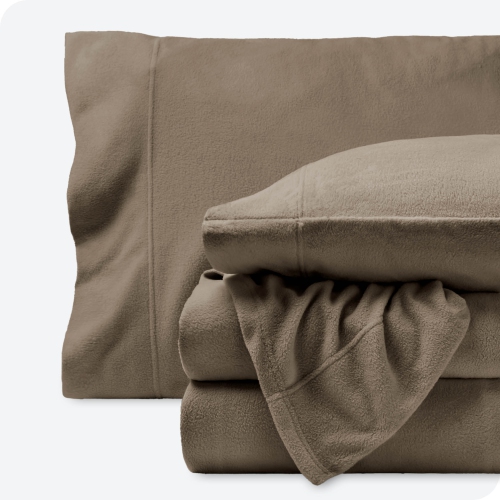 Bare Home Fleece Sheet Set - Plush Polar Fleece, Pill-Resistant Bed Sheets - All Season Warmth, Breathable & Hypoallergenic - Twin XL, Taupe