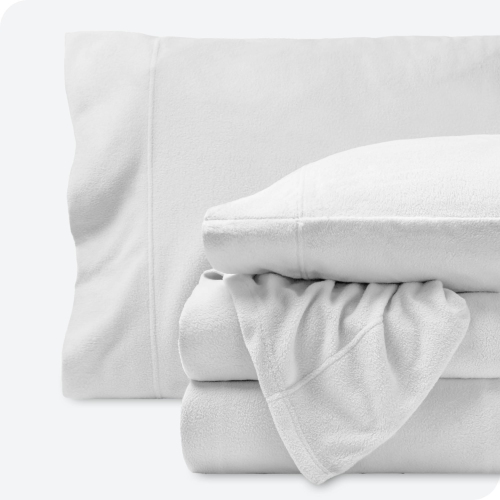 Bare Home Fleece Sheet Set - Plush Polar Fleece, Pill-Resistant Bed Sheets - All Season Warmth, Breathable & Hypoallergenic - Queen, Cool White