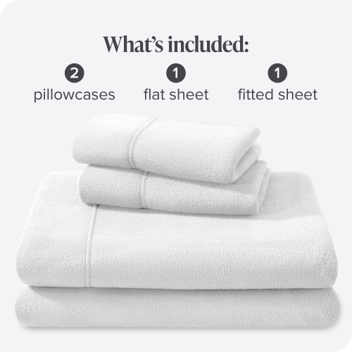 Bare Home Fleece Sheet Set - Plush Polar Fleece, Pill-Resistant Bed Sheets - All Season Warmth, Breathable & Hypoallergenic - Queen, Cool White
