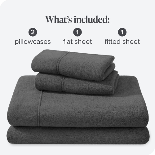 Bare Home Fleece Sheet Set - Plush Polar Fleece, Pill-Resistant Bed Sheets - All Season Warmth, Breathable & Hypoallergenic - Queen, Gray