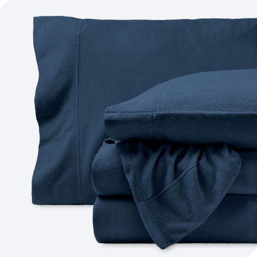Bare Home Fleece Sheet Set - Plush Polar Fleece, Pill-Resistant Bed Sheets - All Season Warmth, Breathable & Hypoallergenic - King, Dark Blue