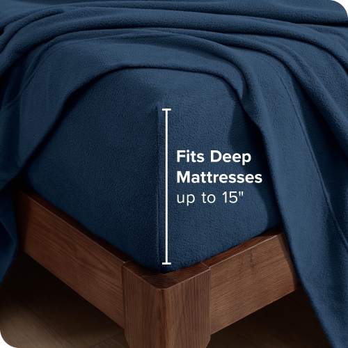 Bare Home Fleece Sheet Set - Plush Polar Fleece, Pill-Resistant Bed Sheets - All Season Warmth, Breathable & Hypoallergenic - Full, Dark Blue
