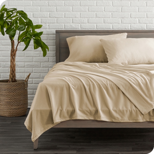 Bare Home Fleece Sheet Set - Plush Polar Fleece, Pill-Resistant Bed Sheets - All Season Warmth, Breathable & Hypoallergenic - Twin XL, Sand