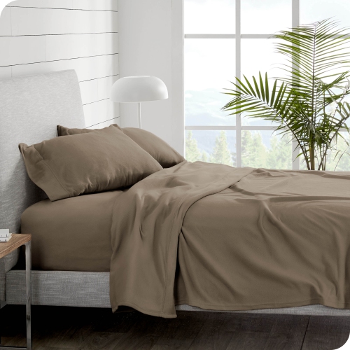 Bare Home Fleece Sheet Set - Plush Polar Fleece, Pill-Resistant Bed Sheets - All Season Warmth, Breathable & Hypoallergenic - Queen, Taupe