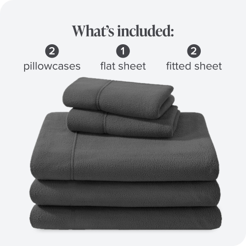 Bare Home Fleece Sheet Set - Plush Polar Fleece, Pill-Resistant Bed Sheets - All Season Warmth, Breathable & Hypoallergenic - Split King, Gray