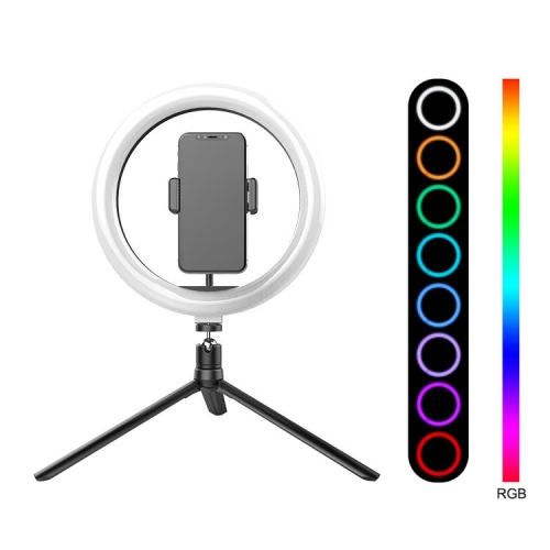 10" LED RGB Desktop Selfie Ring Light with Mini Tripod & Adjustable Phone Holder for Live Streaming/Makeup/YouTube/Tik Tok