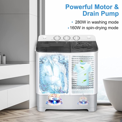 Costway Portable Twin Tub Washing Machine Washer(13.2lbs) & Spinner