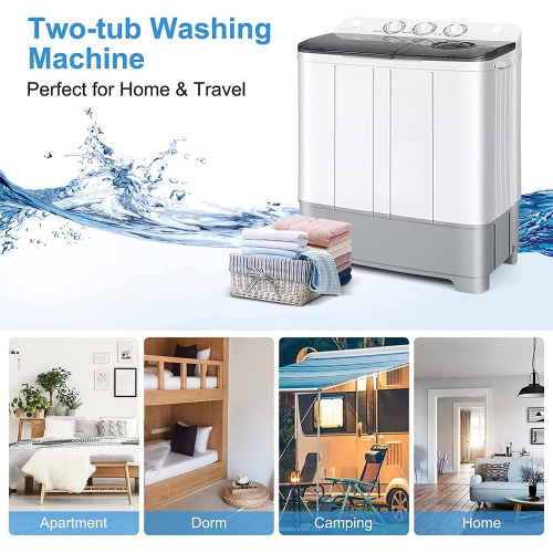 Costway Portable Twin Tub Washing Machine Washer(13.2lbs) & Spinner