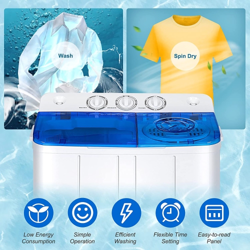 Costway Portable Twin Tub Washing Machine Washer(13.2lbs) & Spinner