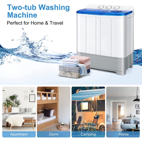 Costway Portable Twin Tub Washing Machine Washer(13.2lbs) & Spinner