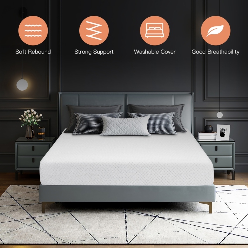 Matelas en mousse 8 po Chambre de lit tout-en-un moyennement ferme avec housse amovible de Costway