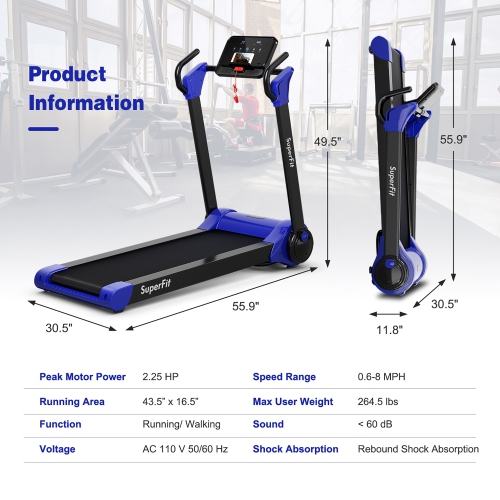 Superfit Folding 2.25HP Electric Treadmill Running Machine APP Control Bluetooth