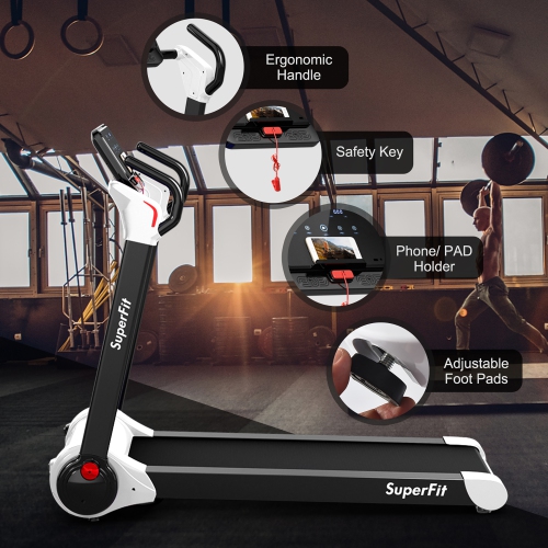 Tapis de course pliable 2,25CV Superfit avec haut-parleur Bluetooth