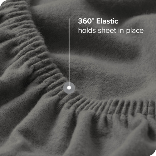 Bare Home Flannel Fitted Bottom Sheet 100% Cotton - Velvety Soft Heavyweight - Double Brushed Flannel - Deep Pocket - Full, Grey