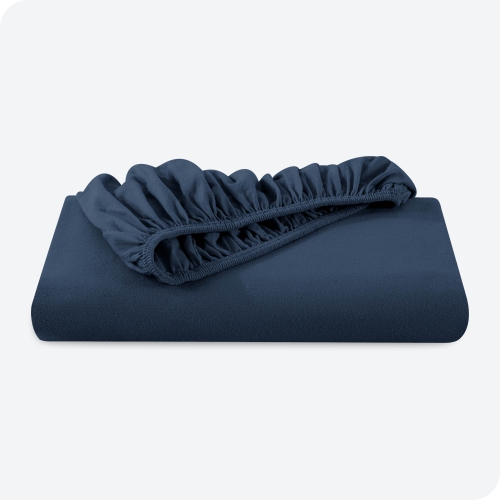 Bare Home Flannel Fitted Bottom Sheet 100% Cotton - Velvety Soft Heavyweight - Double Brushed Flannel - Deep Pocket - Twin XL, Dark Blue
