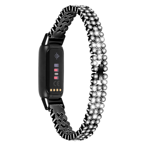 STRAPSCO  Stainless Steel Watch Band Bracelet With Rhinestone for Fitbit Luxe - In Black